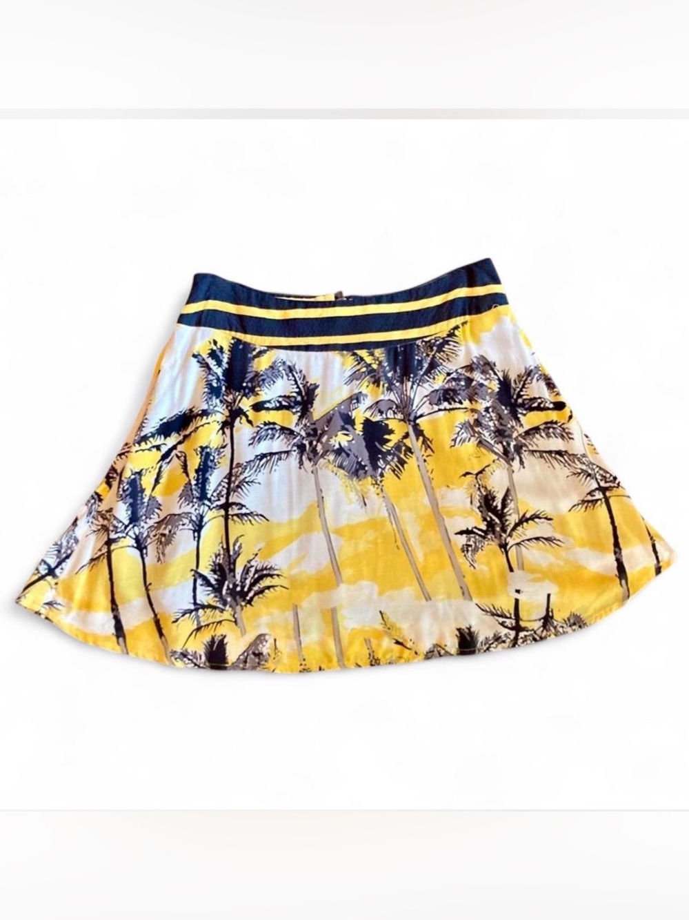 Made for Impulse Fashion Week Yellow Palm Tree Skirt with pockets Sz 6